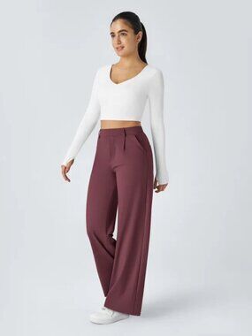 Halara Flex High Waisted Pocket Straight Leg Crepe Work Pants XS Reg
